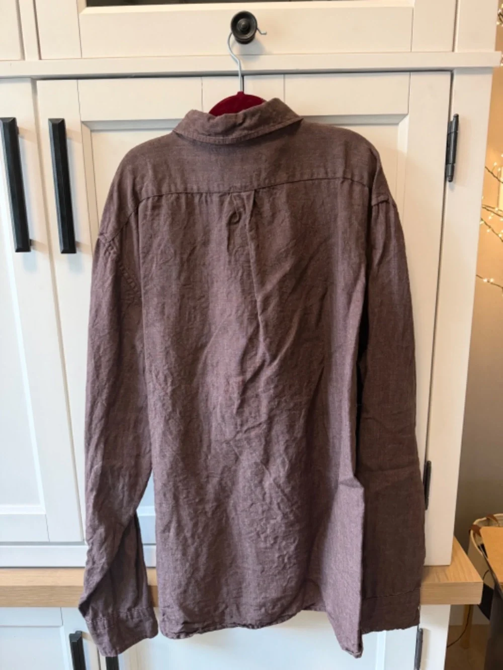 Banana Republic Standard Fit 100% Linen Button Down Shirt Brown Plum Men's L